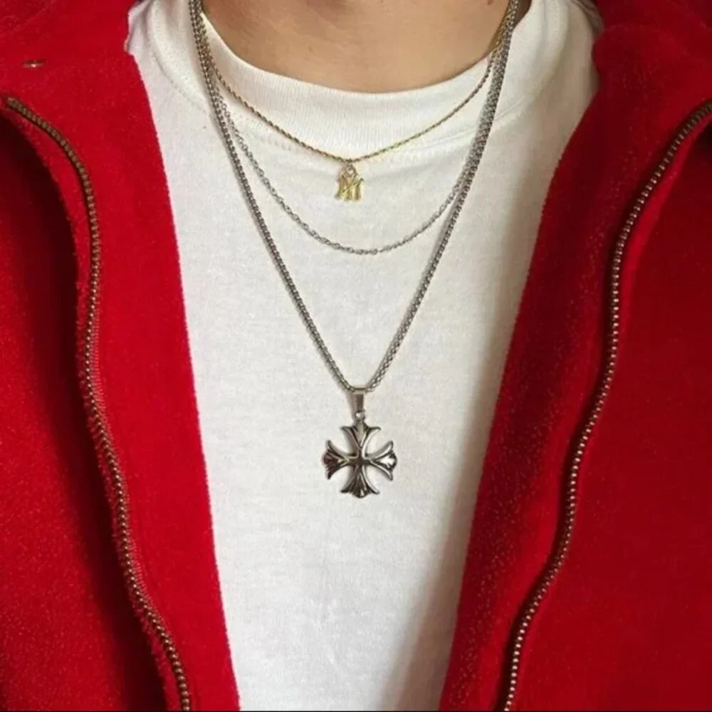 y2k 2000s vintage style heavy metal punk gothic emo cross pendant chain …